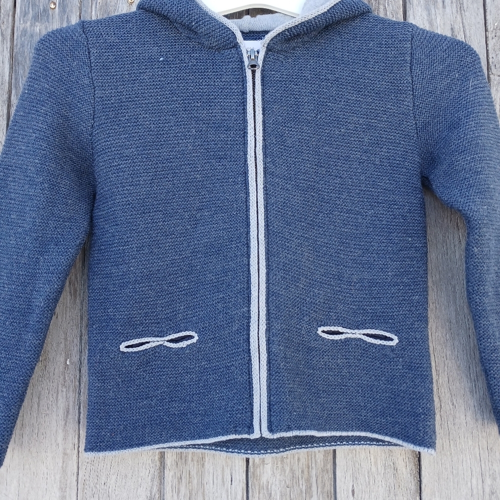 H. Moser Salzburg Wool‎ Blend Blue Sweater Cardigan Size 116 (5/6 Years) Zip - Picture 2 of 6